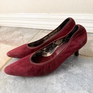 Aquatalia Burgundy Suede Kitten Heel Pumps Pointed Toe Italy Size 8